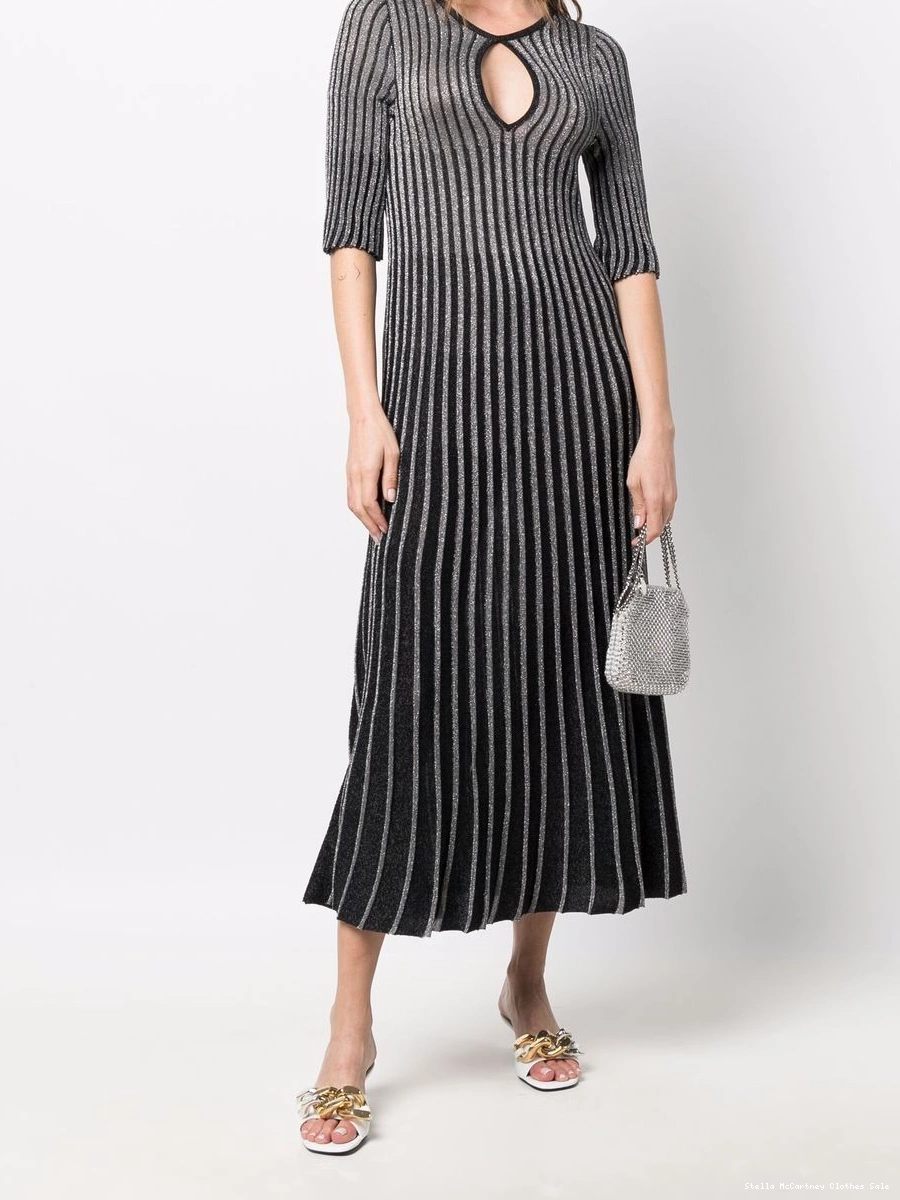 Affordable Stella dress McCartney metallic-threaded Women pleated 0806